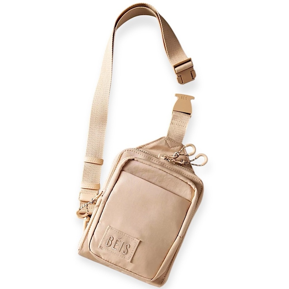 BEIS Cream Crossbody Bag with Adjustable Strap and Minimalist Design